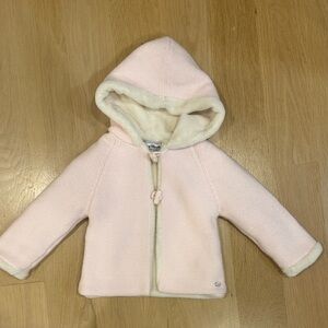 Tartine et Chocolat light pink jacket with faux fur lining